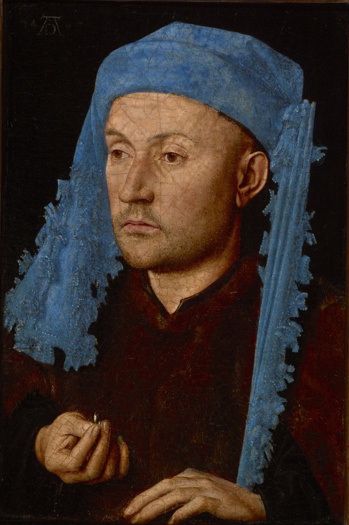 Jan van Eyck: 'Man met een blauwe tulband', uit circa 1430.
